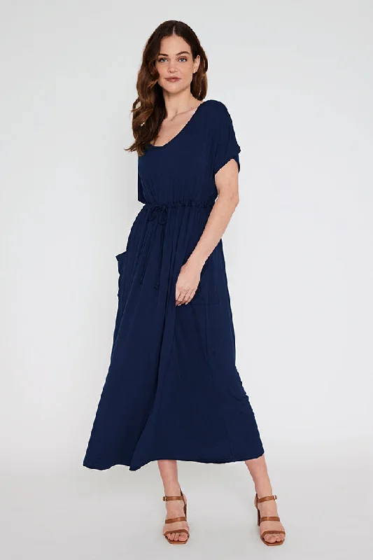 Mila Maxi Dress - Navy Comfortable Casual Maxi Dress