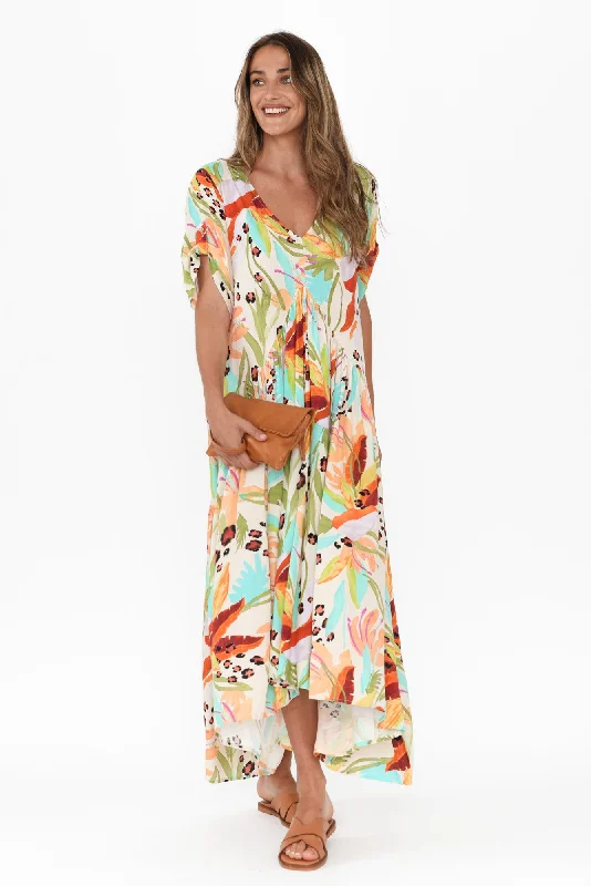 Natural Jungle Peak Maxi Dress Chic Sleeveless Maxi Dress