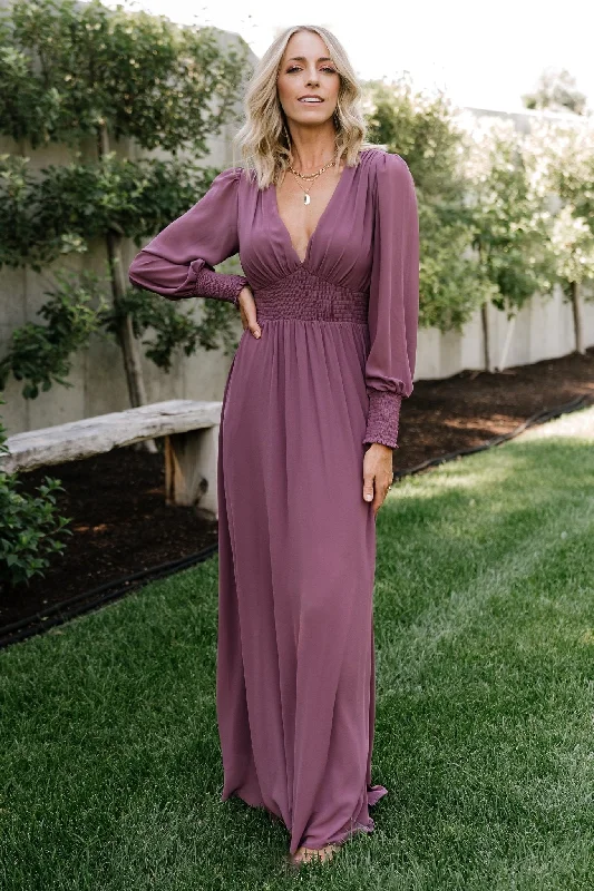 Olivia Maxi Dress | Vintage Plum Stylish Button-Up Maxi Dress