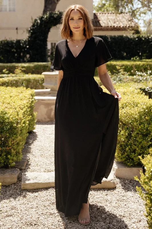 Ramona Maxi Dress | Black Trendy Ruffled Maxi Dress