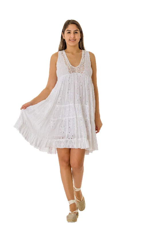 white cotton mini dress 2023 #20617 Cozy A-Line Mini Dress