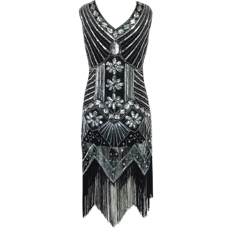 High Quality 2022 New Flapper Dress Great Gatsby Party Sequins V-Neck Women's Sexy Formal Mini Dresses Cozy Satin Mini Dress