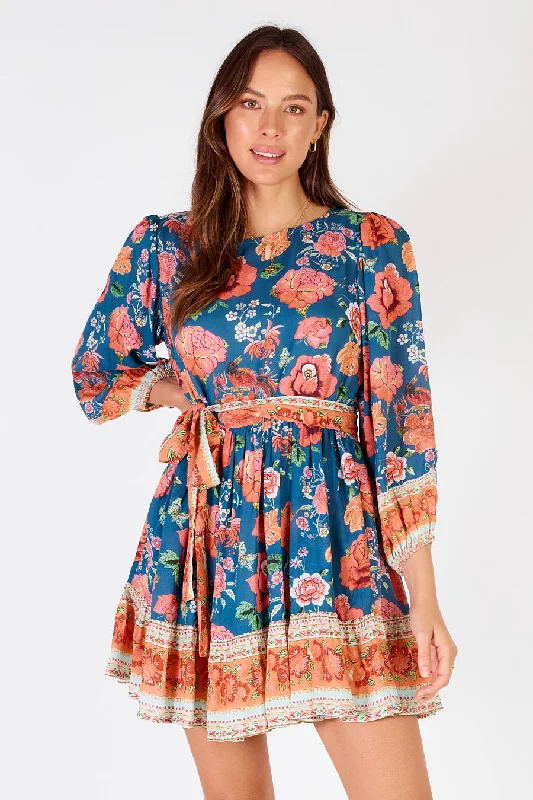 Rubyyaya - Mexican Flower Mini Dress - Multi Stylish Ruffle Mini Dress