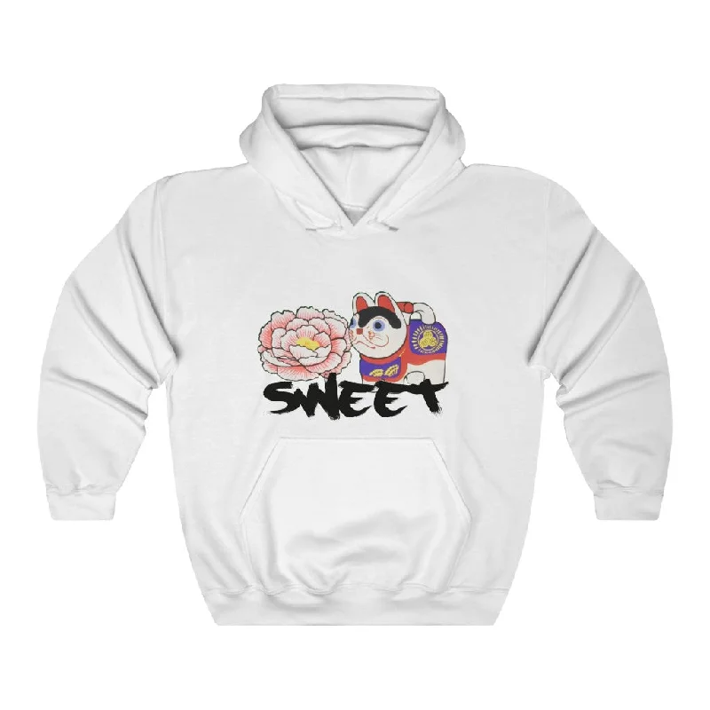 A Sweet Unisex Heavy Blend™ Hooded Sweatshirt Hoodie with Frayed Bohemian Relaxed