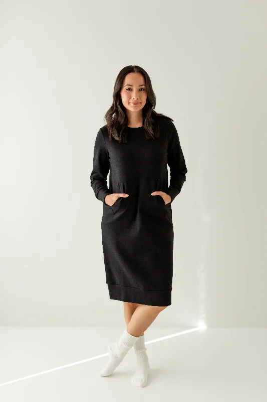 'Andi' Cotton Blend Sweatshirt Dress Hoodie with High-Low Hem Asymmetrical Trendy