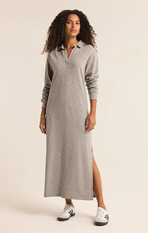 Aspen Maxi Sweatshirt Dress - Classic Heather Grey Hoodie with Sequins Glamorous Eye-catching