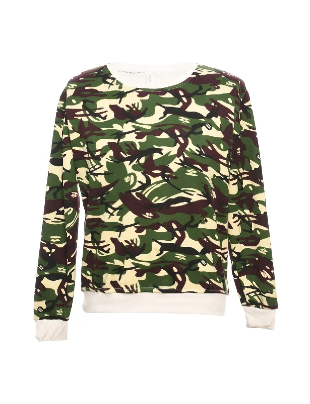 Camoflage Multi Colour Sweatshirt - L Hoodie with Lace Feminine Delicate