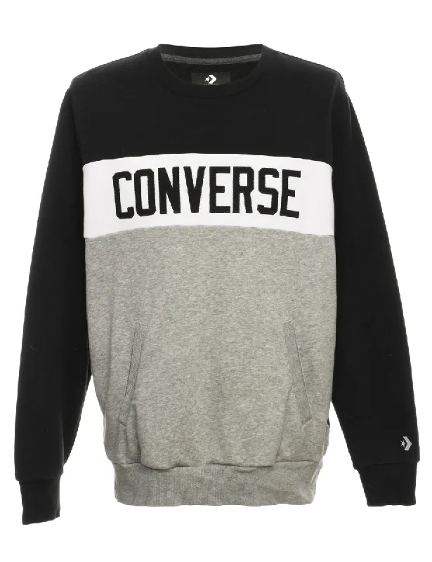 Converse Printed Sweatshirt - S Hoodie with Mock Neck Collared Structured