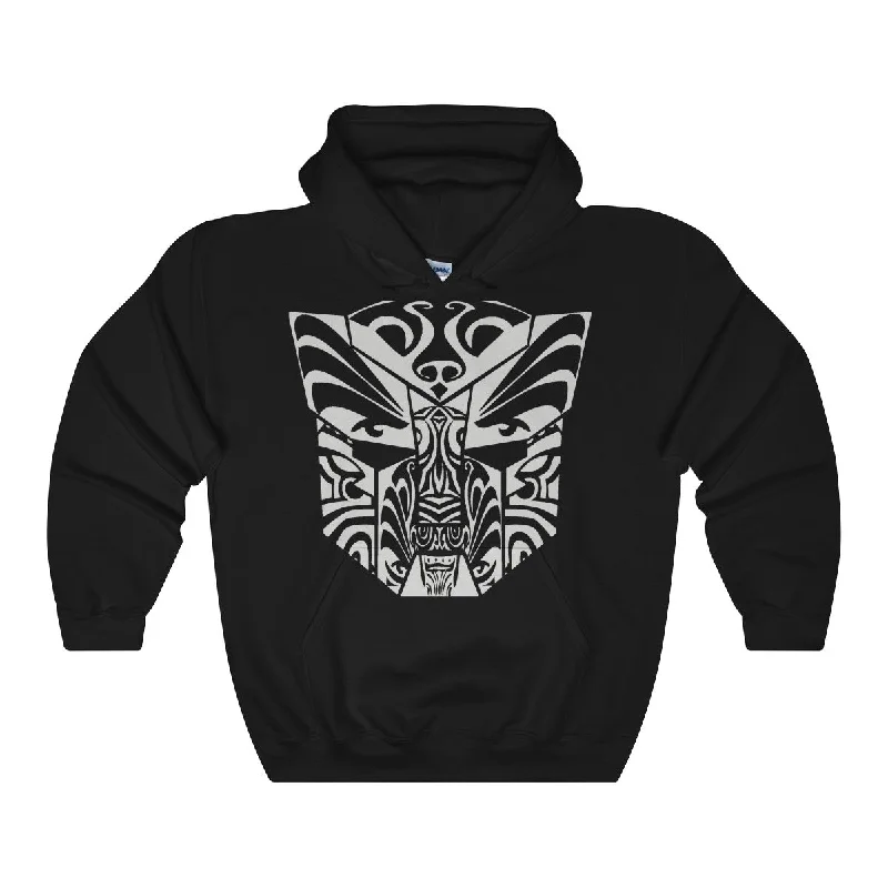 Tribal Mode Hooded Sweatshirt Hoodie with Hem Applique Textured Unique