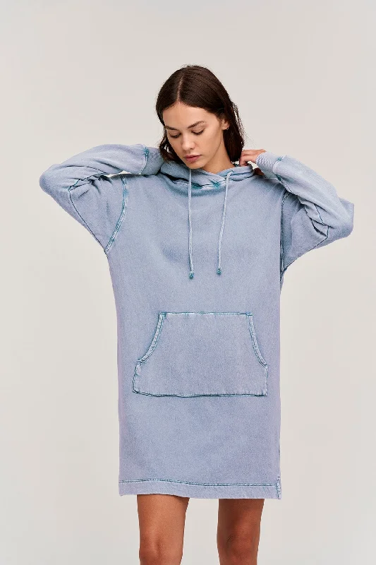 DORTHY SWEATSHIRT HOODIE DRESS Hoodie with Ribbed Neckline Snug Warm