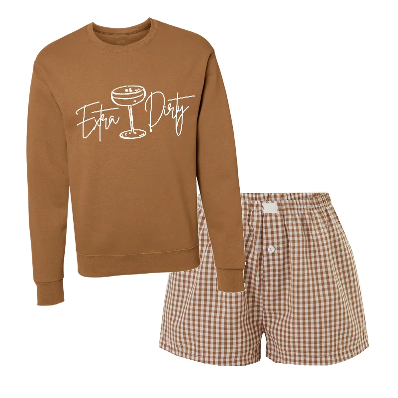 Extra Dirty Espresso Martini Sweatshirt Boxer Set Hoodie with Batwing Sleeves Loose Dramatic