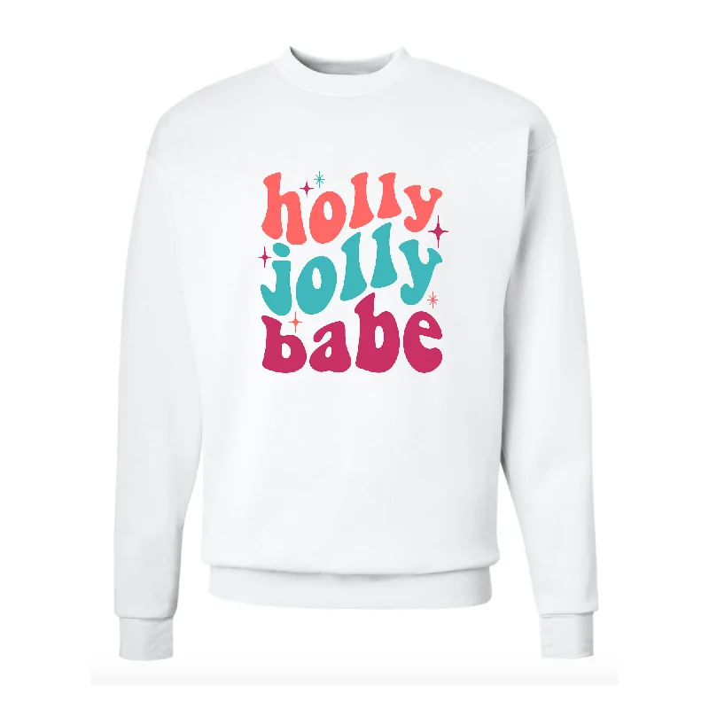 Holly Jolly Babe Sweatshirt Hoodie with Hem Ribbing Snug Secure