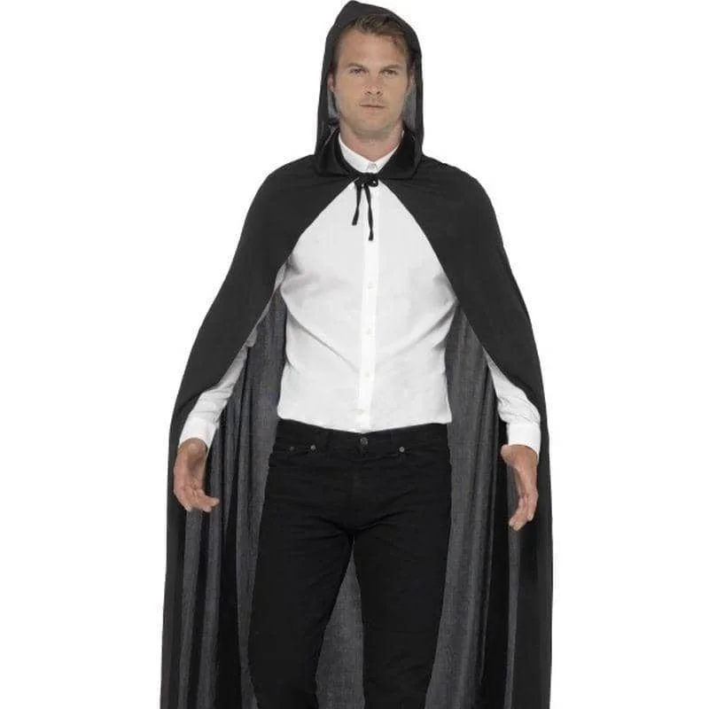 Hooded Vampire Cape Adult Black Hoodie with Side Slits Relaxed Casual