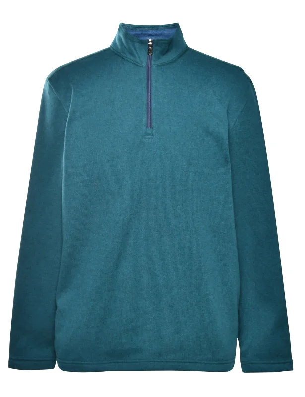 IZOD Dark Green Plain Sweatshirt - M Hoodie with Magnetic Closure Innovative Modern