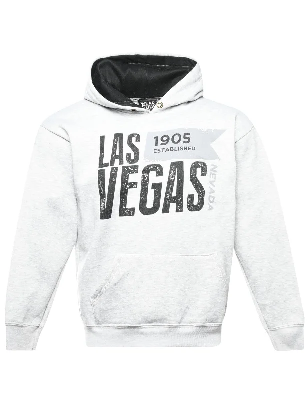 Las Vegas Printed Hoodie - S Hoodie with Mock Neck Collared Structured