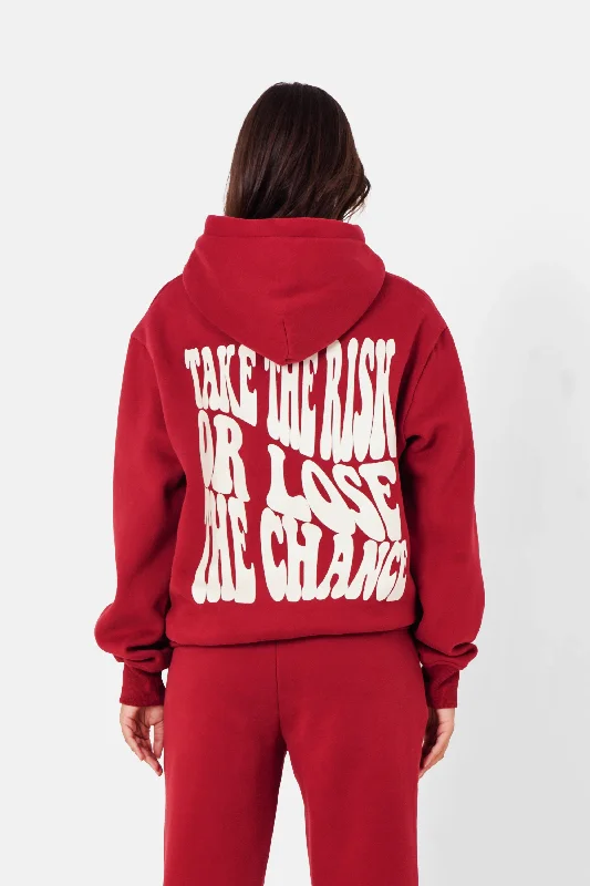 Sweatshirt molletonné take the risk Rouge Bordeaux Hoodie with Mesh Breathable Sporty