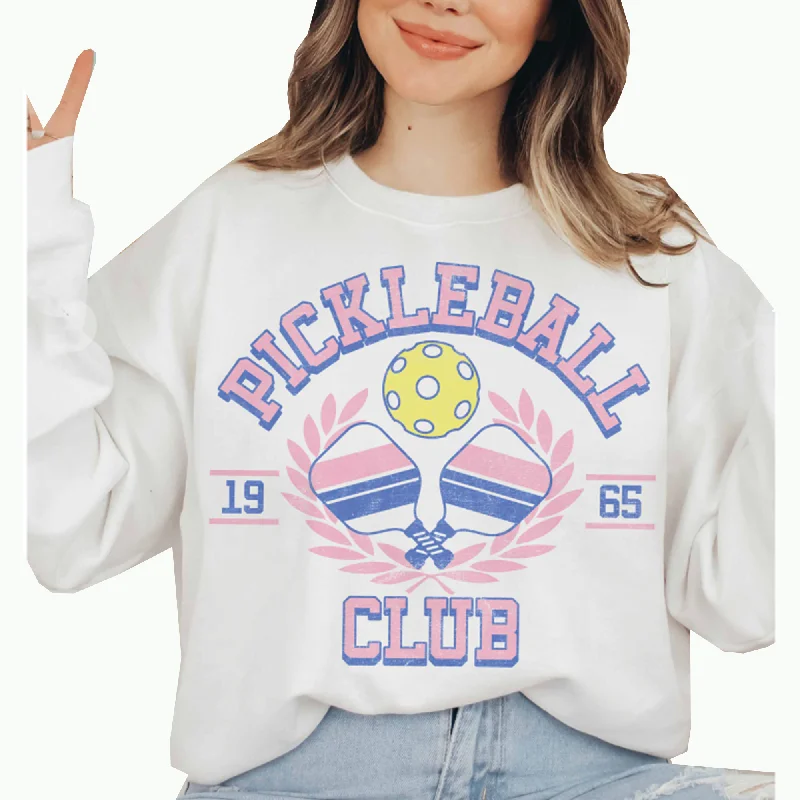 Pickleball Club White Oversized Sweatshirt Hoodie with Logo Branding Identity