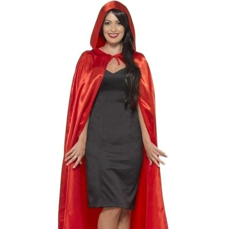 Satin Hooded Cape Adult Red Hoodie with Back Slit Movement Comfort