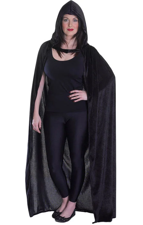 Velvet Black Hooded Adults Cloak Mysterious Costume Graphic Hoodie Design Print