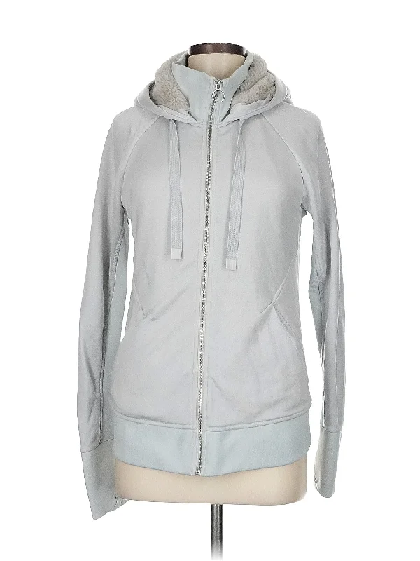 Zip Up Hoodie Hoodie with Front Slit Layering Stylish