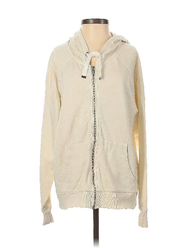 Zip Up Hoodie Hoodie with Front Slit Layering Stylish