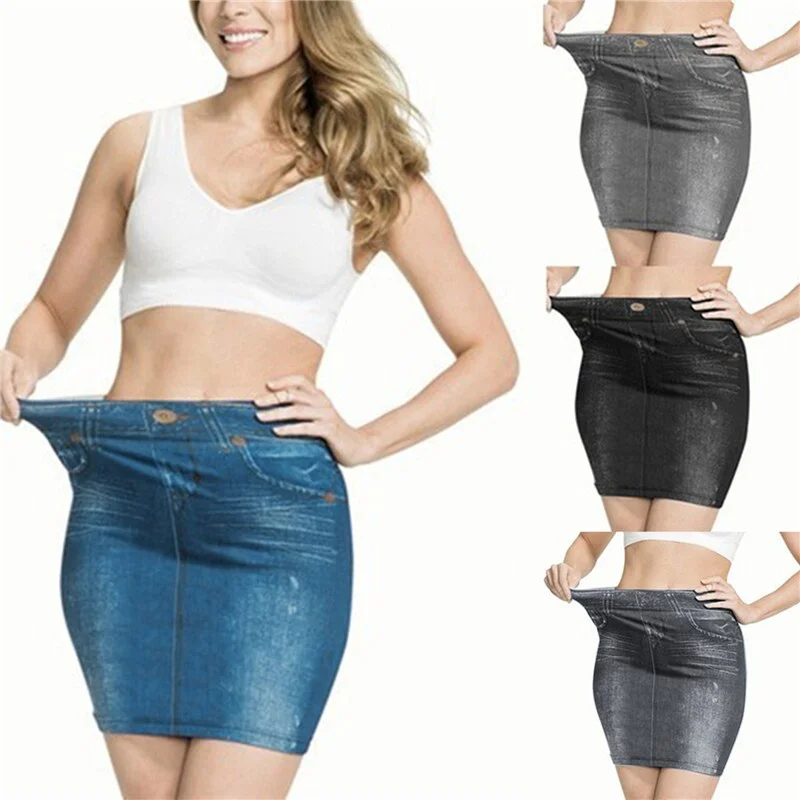Fake Jeans Midi Pencil Skirt Women 2023 Elastic High Waist Office Lady Bodycon Skirts Slim Stretch Skirts Jupe Femme leather skirt modern Fake Jeans Midi Pencil Skirt Women 2023 Elastic High Waist Office Lady Bodycon Skirts Slim Stretch Skirts Jupe Femme leather skirt modern