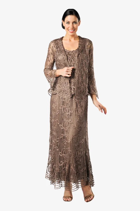 Soulmates C1067 Silk Hand Crochet Embroidered Jacket Top and Skirt Set lace skirt elegant Soulmates C1067 Silk Hand Crochet Embroidered Jacket Top and Skirt Set lace skirt elegant