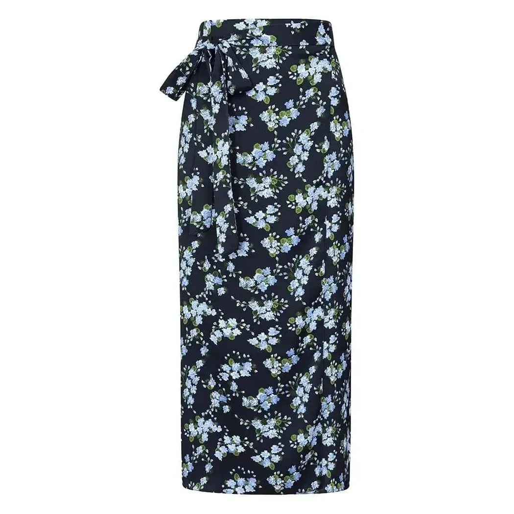 Wrap Skirt - Blue Floral seamless skirt comfort