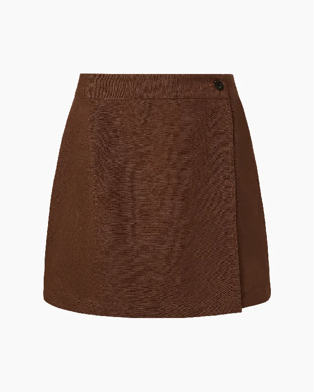 Air Linen Mini Wrap Skirt corduroy skirt cozy