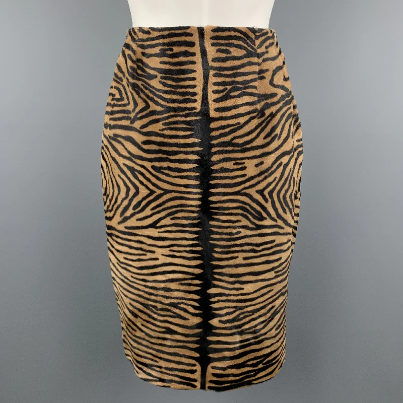 BILL BLASS Size 8 Tan Animal Print Pony Hair Leather Pencil Skirt chiffon skirt lightweight BILL BLASS Size 8 Tan Animal Print Pony Hair Leather Pencil Skirt chiffon skirt lightweight