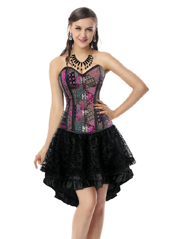 Women's Steampunk Gothic Steel Boned Bustier Corset and Ruffles Skirt cashmere skirt rich Women's Steampunk Gothic Steel Boned Bustier Corset and Ruffles Skirt cashmere skirt rich