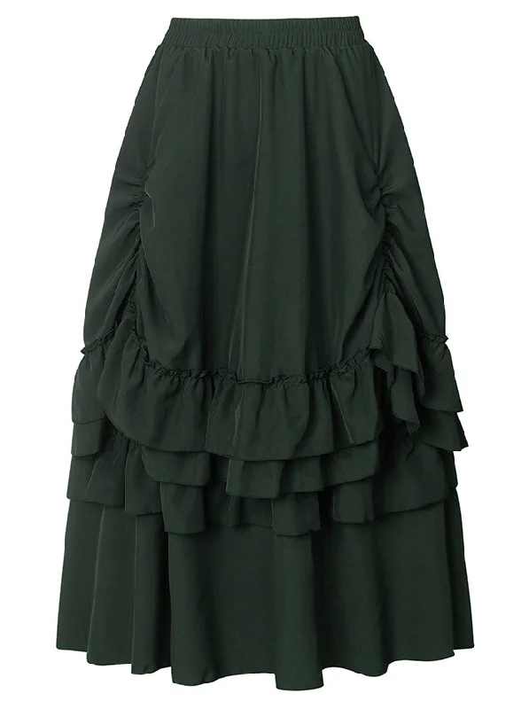 Women Medieval Retro Steampunk Gothic Renaissance Ruffle Layered Pleated Long Bustle Skirt corduroy skirt cozy Women Medieval Retro Steampunk Gothic Renaissance Ruffle Layered Pleated Long Bustle Skirt corduroy skirt cozy