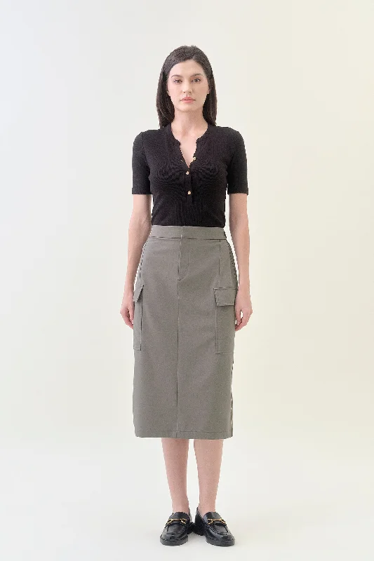 Cargo Midi Column Skirt - Sencha spandex blend skirt