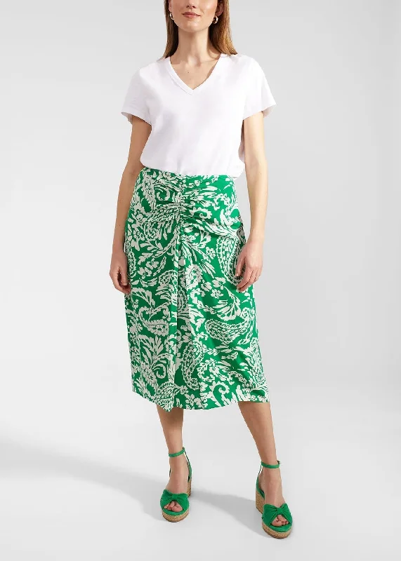 Cassidy Skirt 0124/7630/9324l00 Green-Ivory high slit skirt