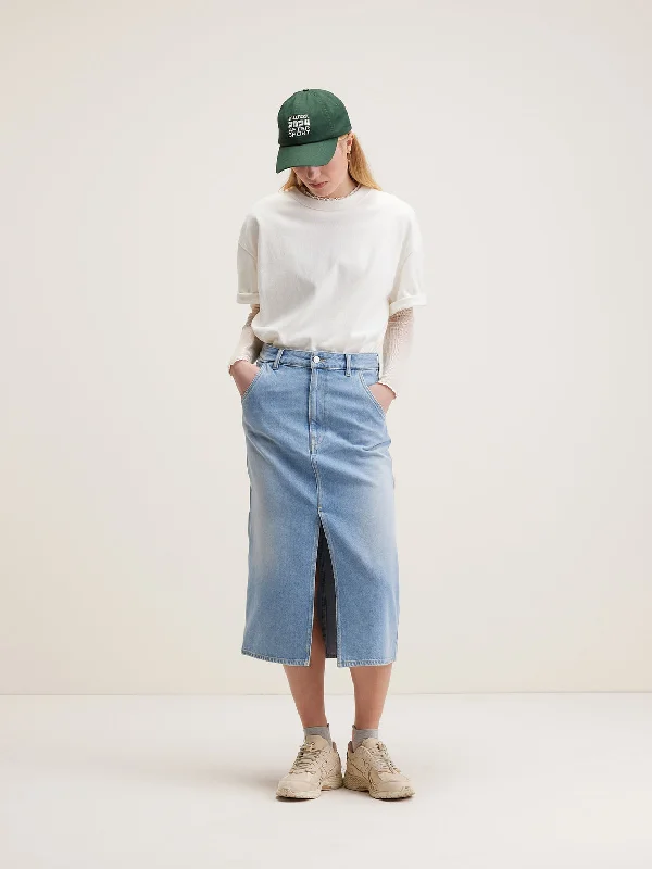 Denim Skirt Pluie D0 Pluie D0519 Vintage-Blue chiffon skirt flowing