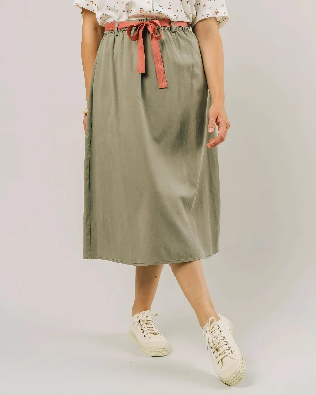 Elba Skirt Olive ruffled skirt detail