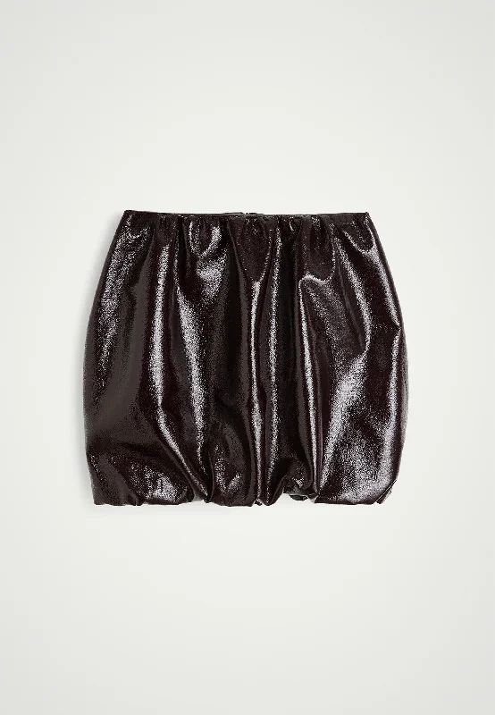 Evans Skirt - Oxblood ruffled skirt detail