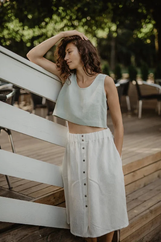 Linen skirt with buttons DAISY M Striped silk skirt lustrous