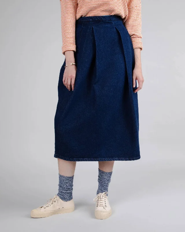 Pleated Skirt Indigo linen skirt relaxed