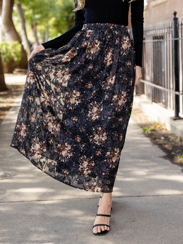 Printed Jacquard Chiffon Skirt linen skirt airy