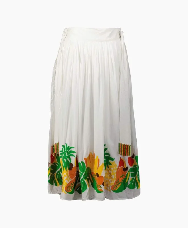 Skirt Embroidered Fru 318397 Off-White silk skirt lustrous