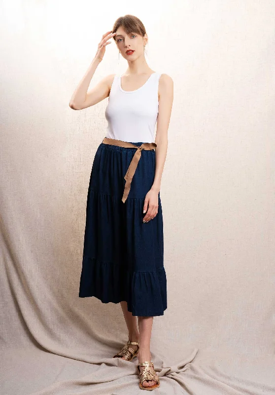 Skirt G1896 Navy button skirt front