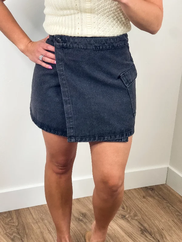 Wrap Denim Cargo Skirt corduroy skirt durable